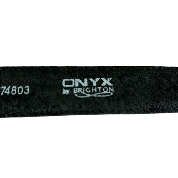 Vintage Onyx by Brighton Black Leather Belt Braided Size 42 Silver‎ Buckle 1993 main image 13